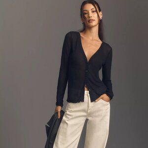 BNWT The Lucia Sheer Cardigan Sweater by Anthropologie - Size medium - black